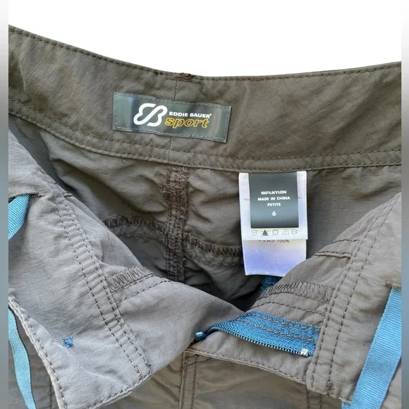 Eddie Bauer Sport Zip Off Convertible 5 Pocket Cargo Pants Size 6 Petite - Picture 6 of 11